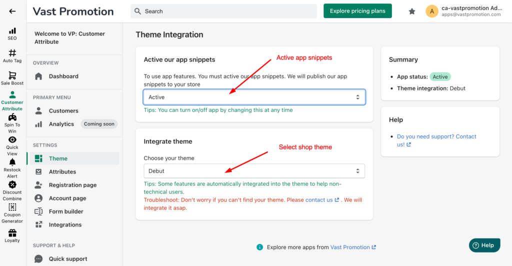Activate VP: Customer Attribute snippets
