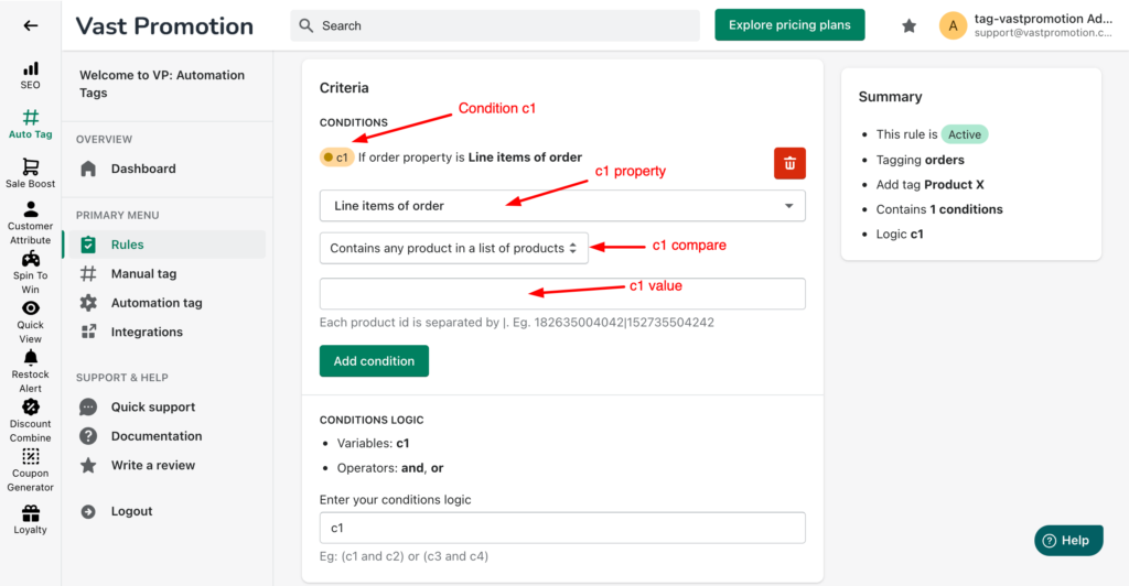 Step 5: Criteria section