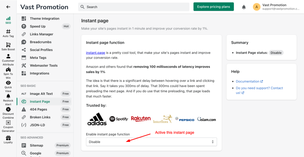 How to setup Instant Page for SEO on Shopify